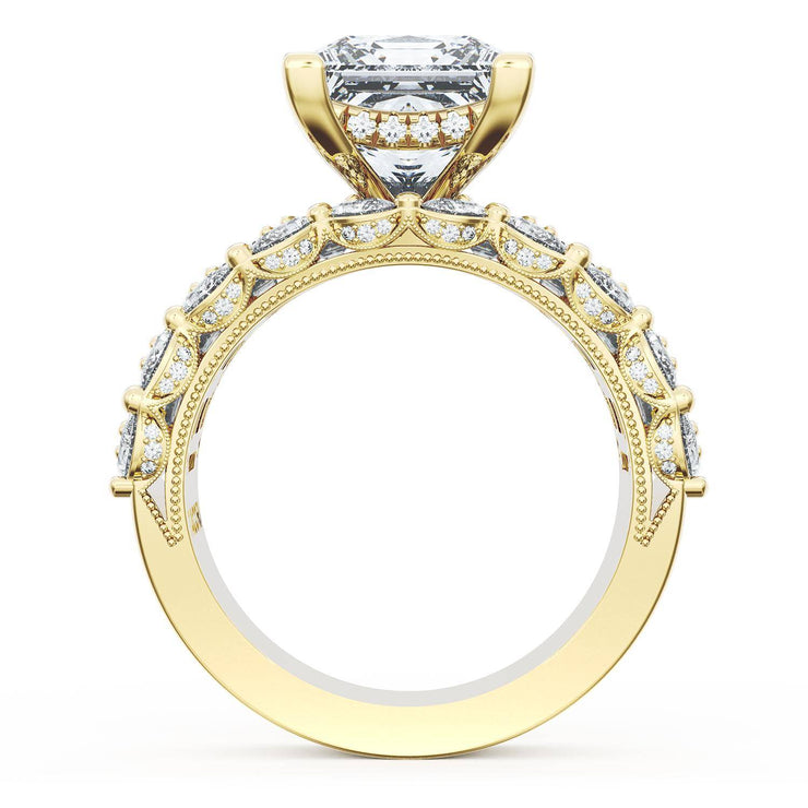Princess Solitaire Engagement Ring w/ Emerald & Pear Band