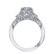 Round with Cushion Bloom 3-Stone Engagement Ring