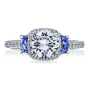 Round with Cushion Bloom 3-Stone Engagement Ring