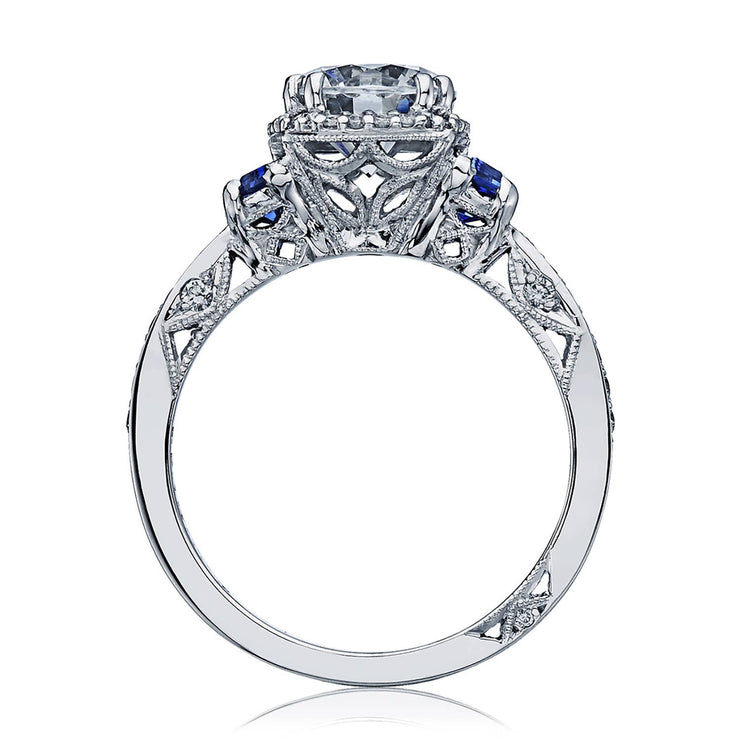 Round with Cushion Bloom 3-Stone Engagement Ring