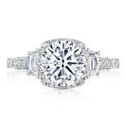 Round with Cushion 3-Stone Engagement Ring