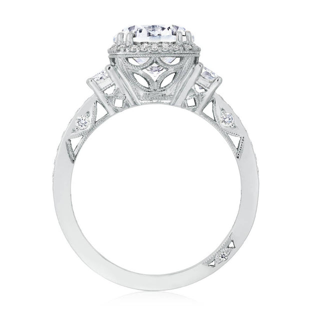 Round with Cushion 3-Stone Engagement Ring