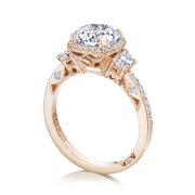 Round with Cushion 3-Stone Engagement Ring