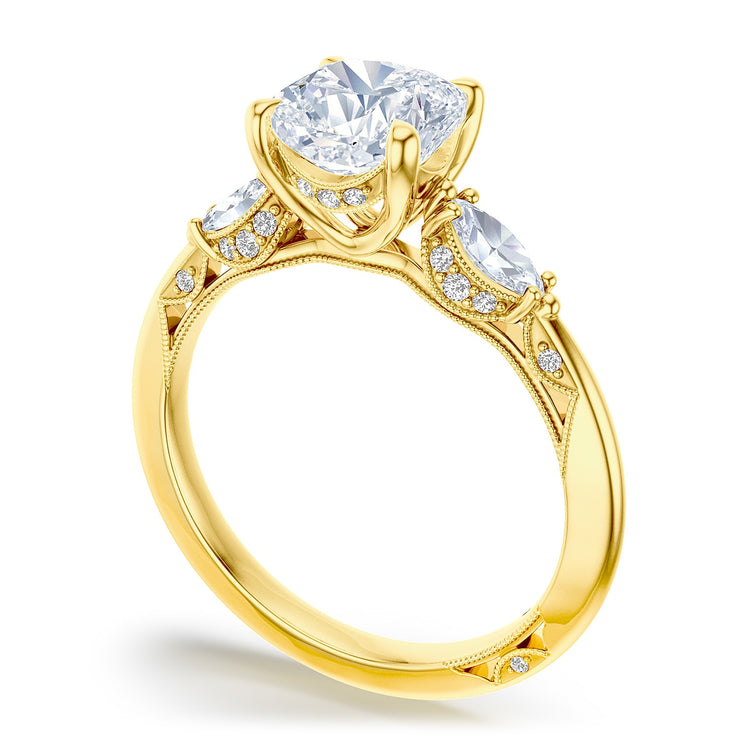 Cushion 3-Stone Engagement Ring