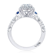 Oval 3-Stone Engagement Ring with Blue Sapphire