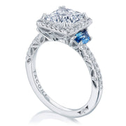 Princess 3-Stone Engagement Ring with Blue Sapphire