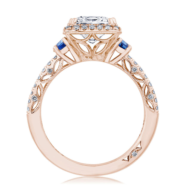 Princess 3-Stone Engagement Ring with Blue Sapphire