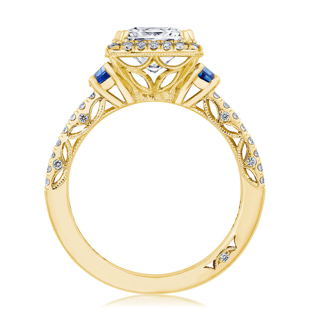 Princess 3-Stone Engagement Ring with Blue Sapphire