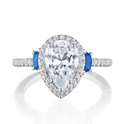 Pear 3-Stone Engagement Ring with Blue Sapphire