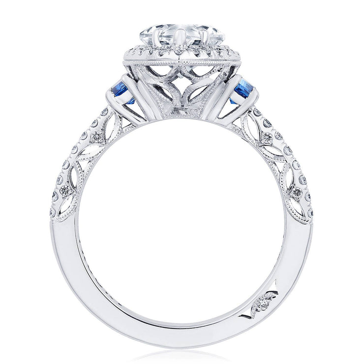 Pear 3-Stone Engagement Ring with Blue Sapphire