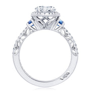 Pear 3-Stone Engagement Ring with Blue Sapphire