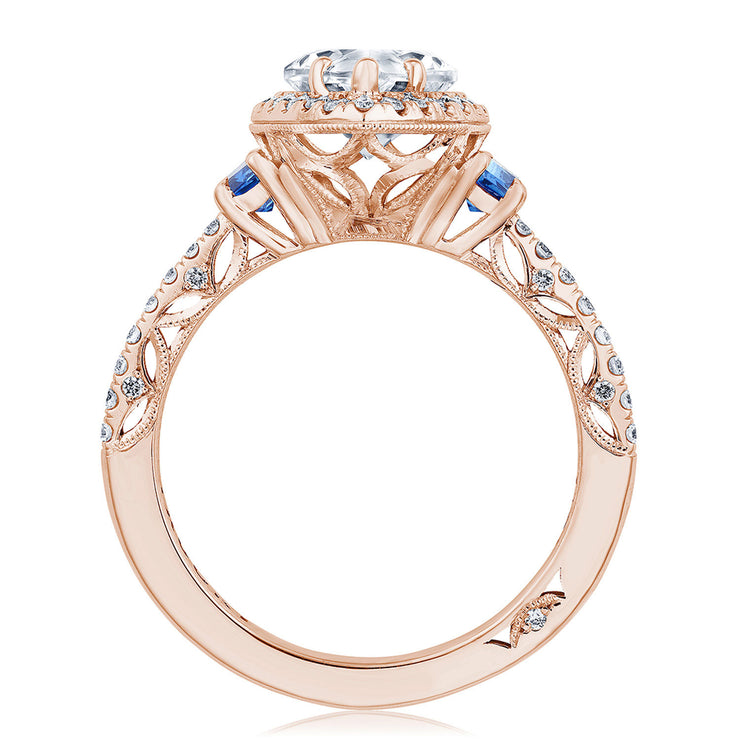 Pear 3-Stone Engagement Ring with Blue Sapphire