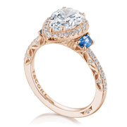 Pear 3-Stone Engagement Ring with Blue Sapphire