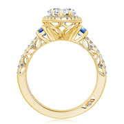 Pear 3-Stone Engagement Ring with Blue Sapphire