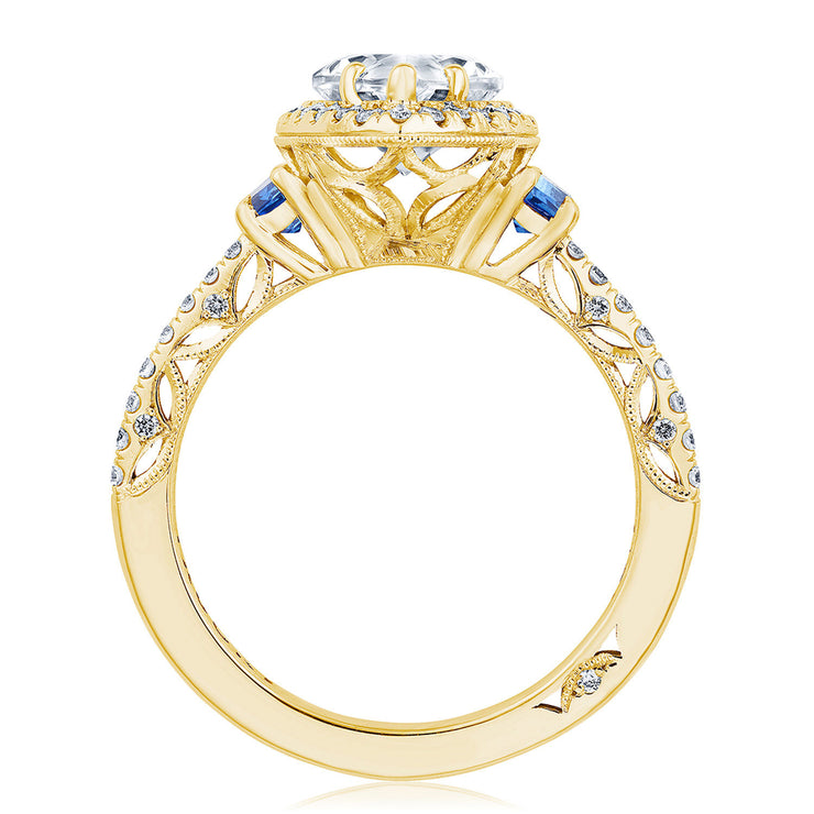 Pear 3-Stone Engagement Ring with Blue Sapphire