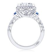 Princess 3-Stone Engagement Ring with Blue Sapphire