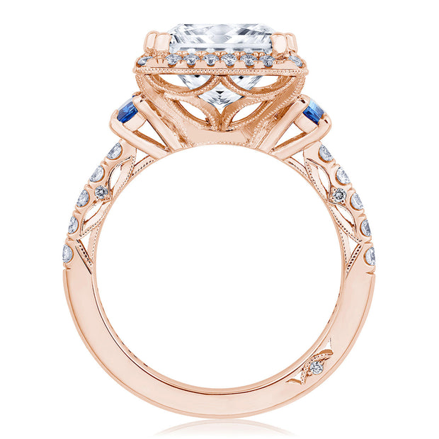Princess 3-Stone Engagement Ring with Blue Sapphire
