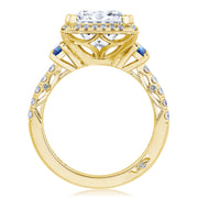 Princess 3-Stone Engagement Ring with Blue Sapphire