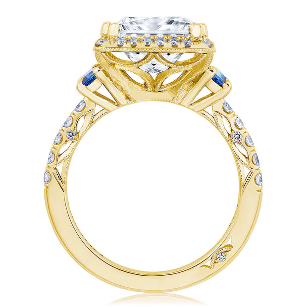 Princess 3-Stone Engagement Ring with Blue Sapphire
