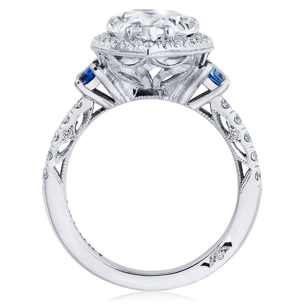 Pear 3-Stone Engagement Ring with Blue Sapphire