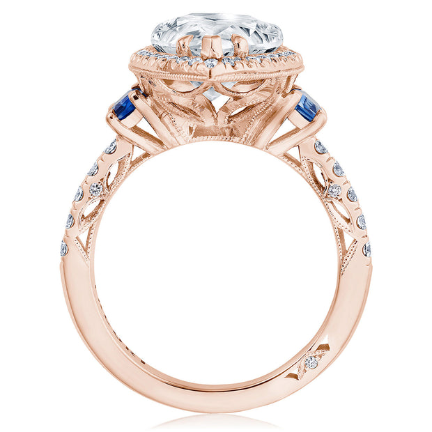 Pear 3-Stone Engagement Ring with Blue Sapphire