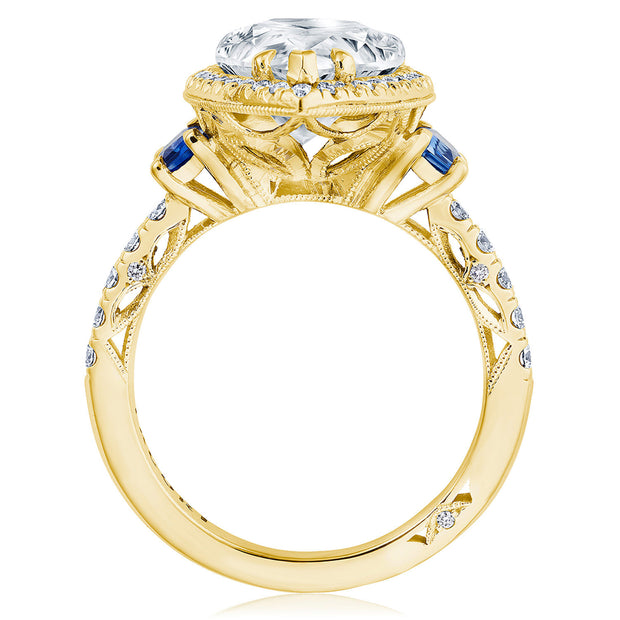 Pear 3-Stone Engagement Ring with Blue Sapphire
