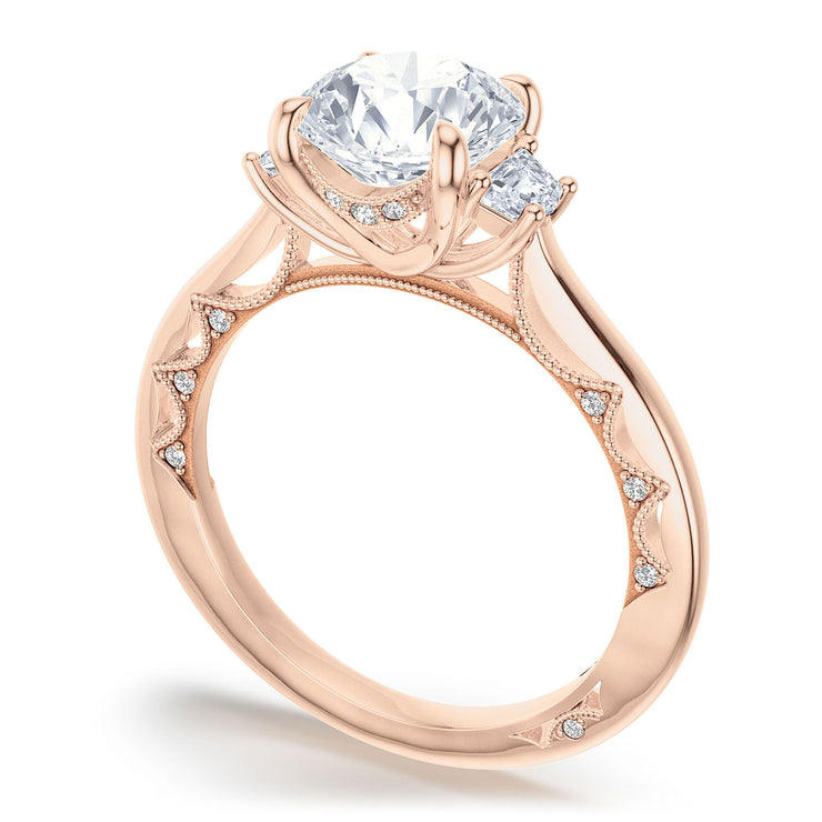 Round 3-Stone Engagement Ring
