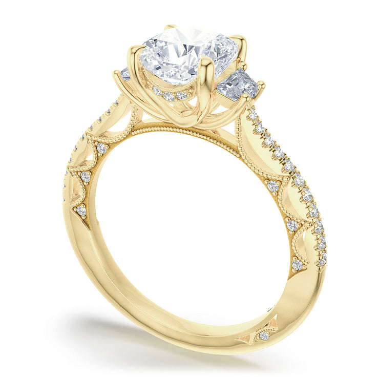Cushion 3-Stone Engagement Ring