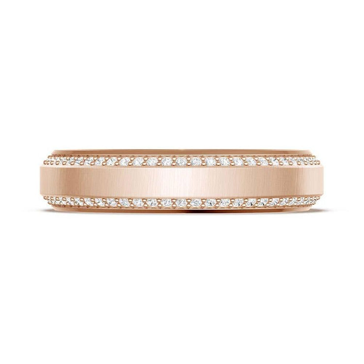 Bevel Edge Diamond Wedding Band in Satin Finish - 5mm