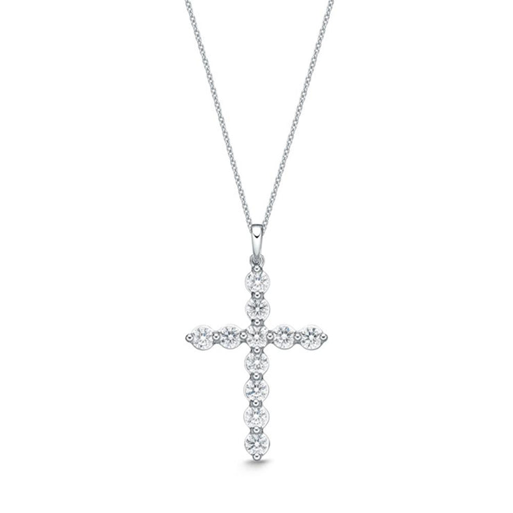 Single Prong Diamond Cross Pendant .75ctw approx.