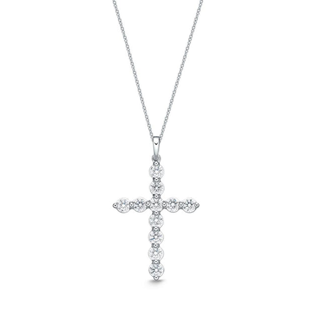 Single Prong Diamond Cross Pendant .75ctw approx.