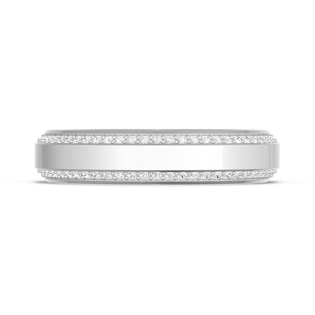 Bevel Edge Diamond Wedding Band in High Polish - 5mm