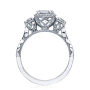 Round with Cushion 3-Stone Engagement Ring