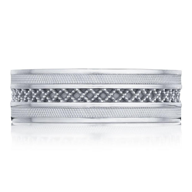 Criss-cross Milgrain Detail Wedding Band