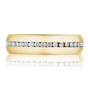 Channel Set Diamond in Satin Finish Wedding Band