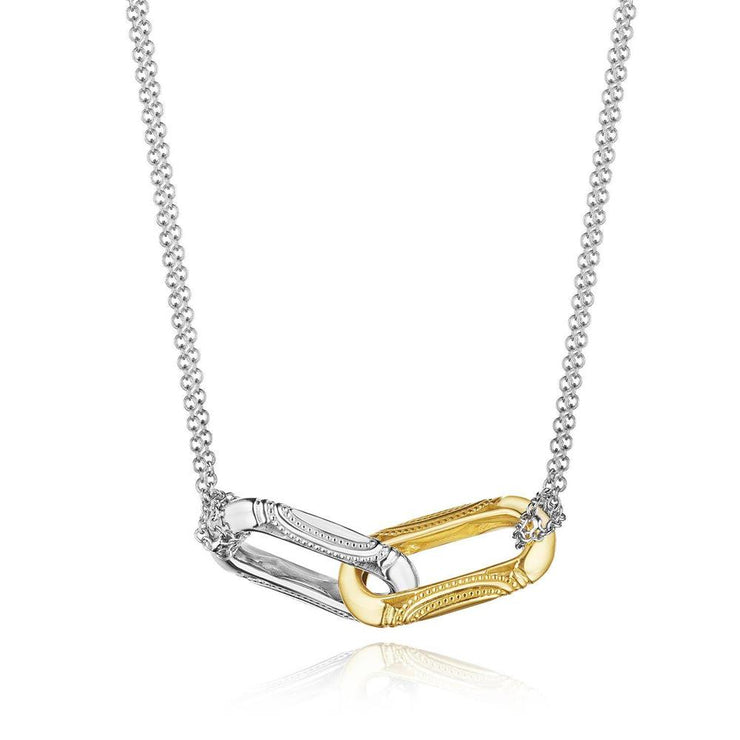 Double Link Pendant, Milgrain Two-Tone