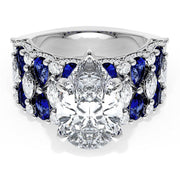 Pear Solitaire Engagement Ring w/ North South Marquise & Pear Band