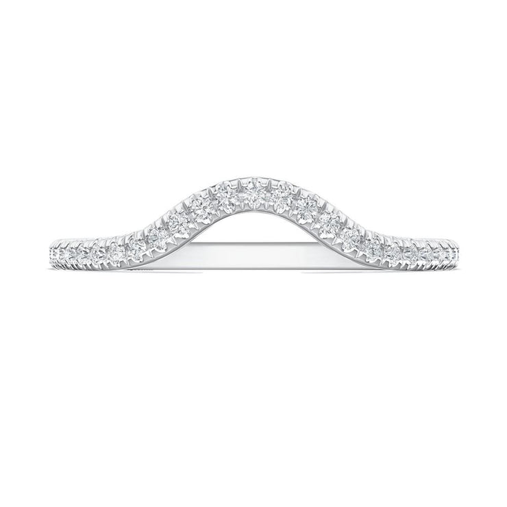 French Pavé Diamond Contour Wedding Band