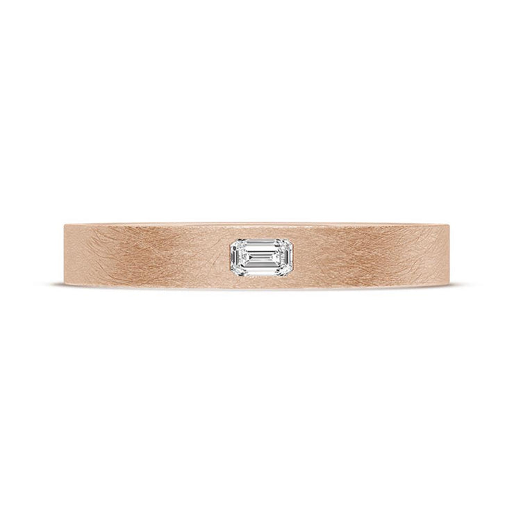Bezel Set Diamond Wedding Band in Brushed Finish