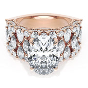 Oval Solitaire Engagement Ring w/ North South Marquise & Pear Band