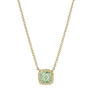 Petite Cushion Gem Necklace with Prasiolite