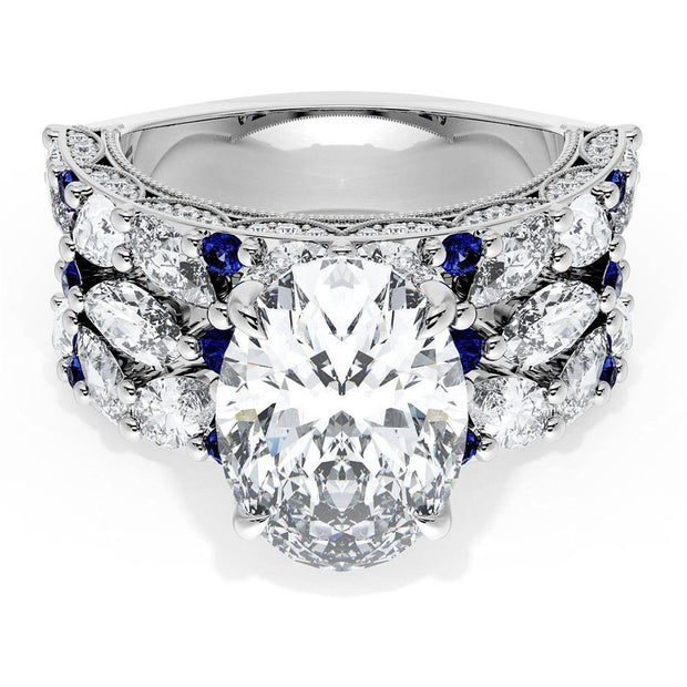 Oval Solitaire Engagement Ring w/ Marquise & Pear Band