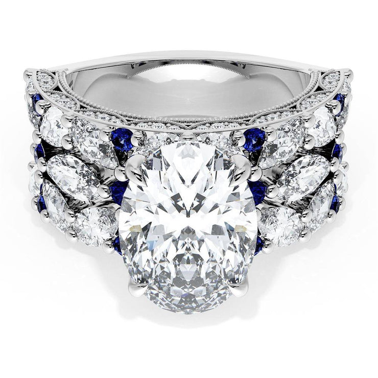 Oval Solitaire Engagement Ring w/ Marquise & Pear Band