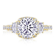 Round with Cushion 3-Stone Engagement Ring