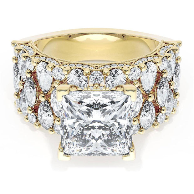 Princess Solitaire Engagement Ring w/ North South Marquise & Pear Band