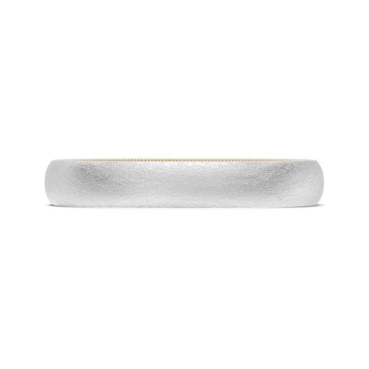Classic Two-Tone Rounded Wedding Band in Brushed Finish