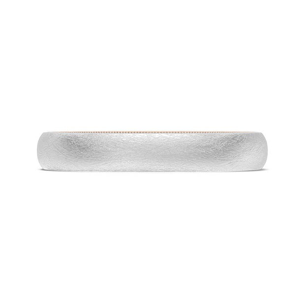 Classic Two-Tone Rounded Wedding Band in Brushed Finish