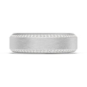 Bevel Edge Diamond Wedding Band in Brushed Finish - 7mm