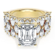 Emerald Solitaire Engagement Ring w/ North South Marquise & Pear Band