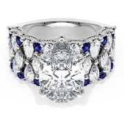 Pear Solitaire Engagement Ring w/ North South Marquise & Pear Band
